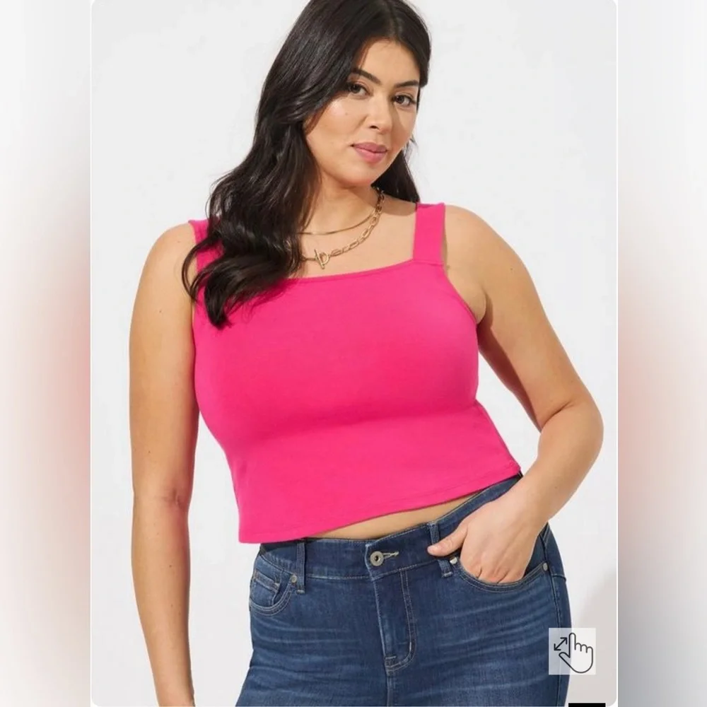 SOLD- Torrid Foxy Square Neck Pink Crop Tank Size 2X - Picture 1 of 8